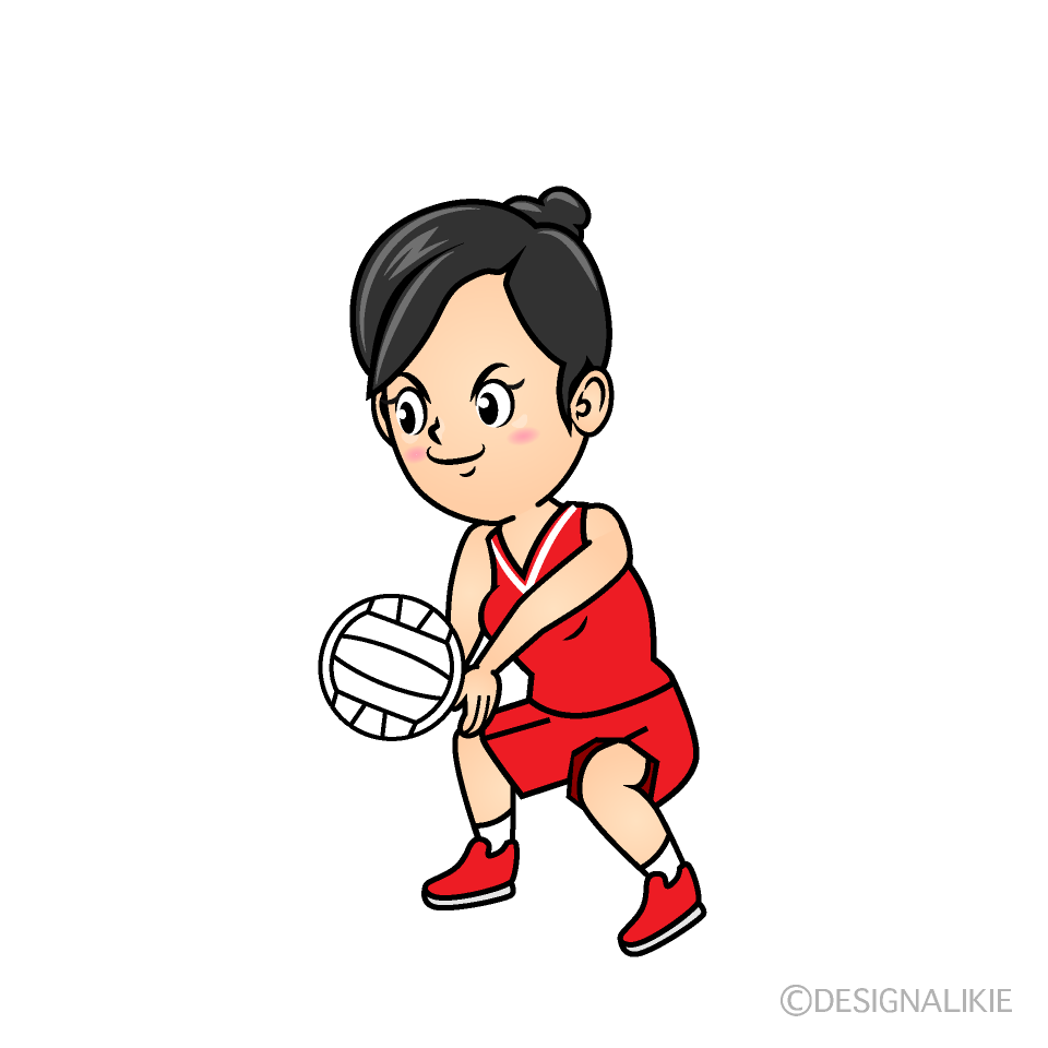 レシーブする女子バレーボール選手（横）