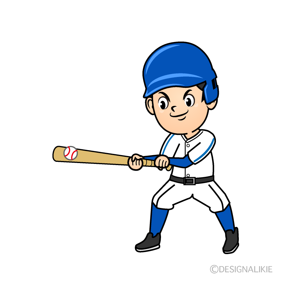 バントする野球選手