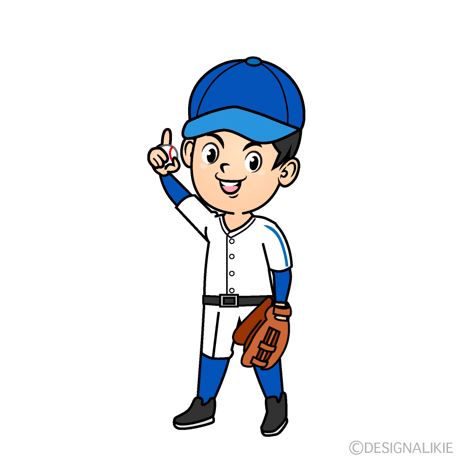 指を上げる野球選手