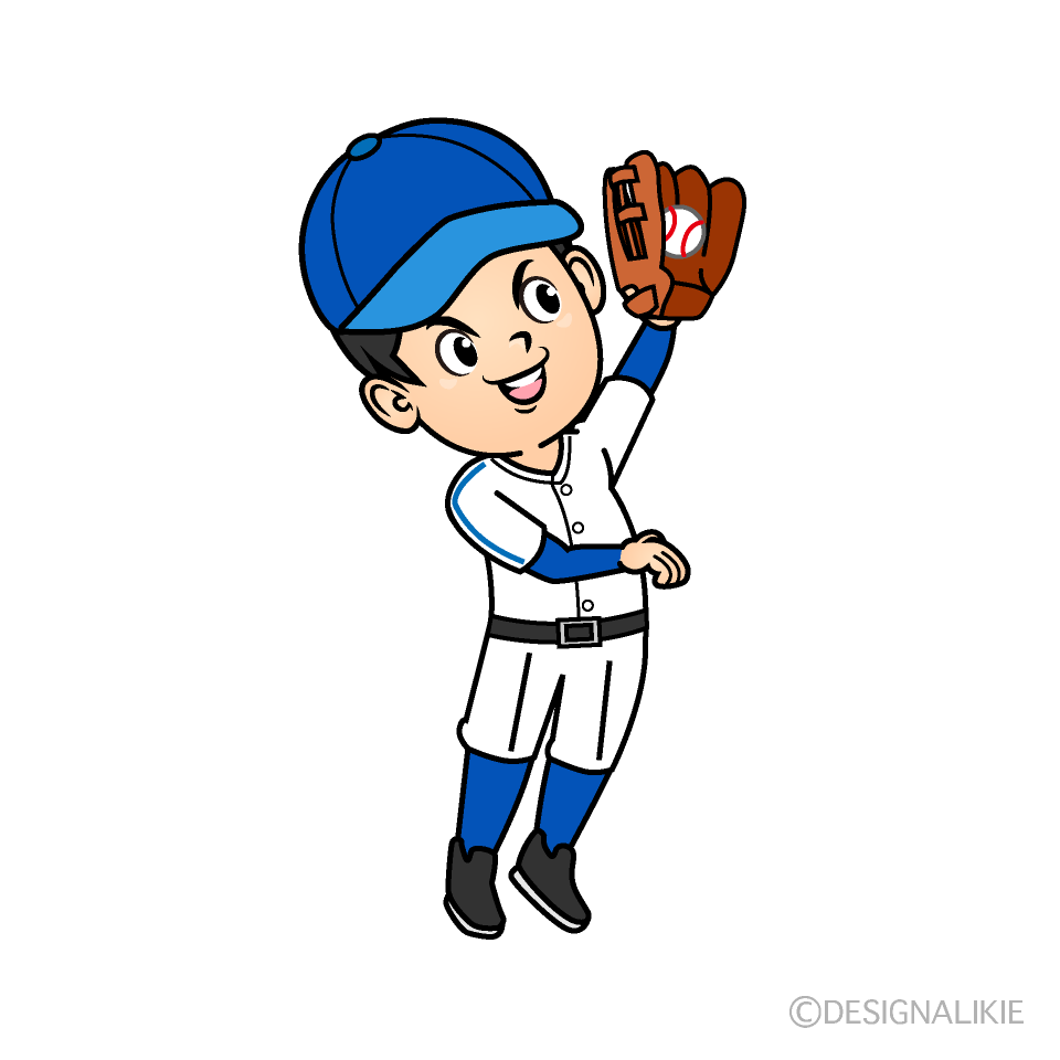 ジャンピングキャッチする野球選手