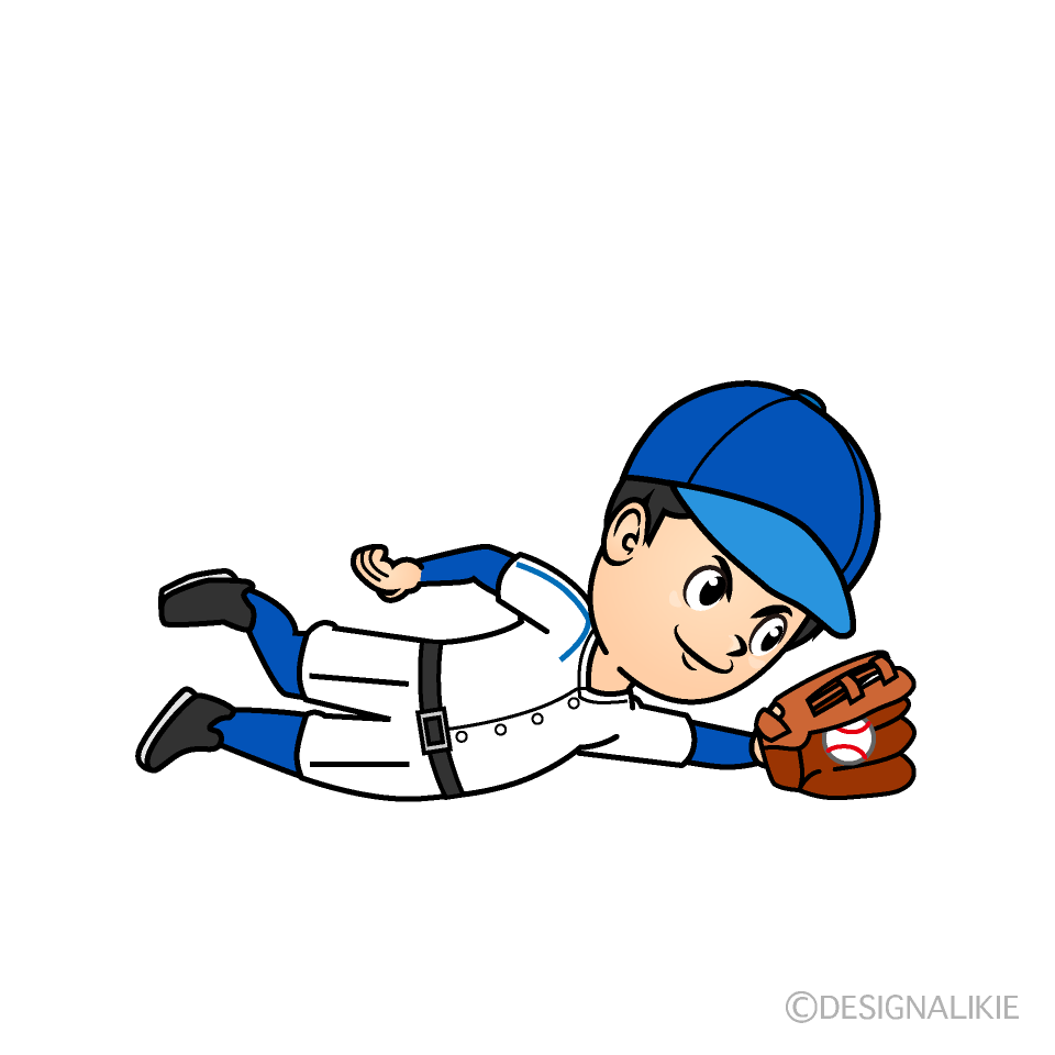 ダイビングキャッチする野球選手