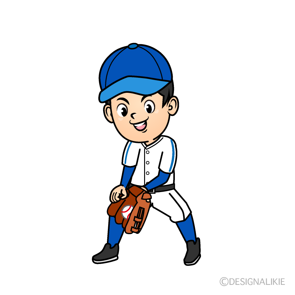 ゴロを取る野球選手