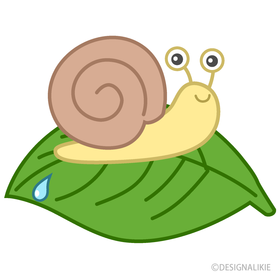 葉っぱのかわいいかたつむり