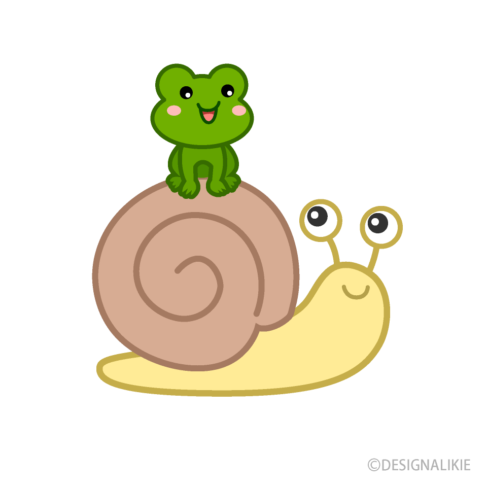 カエルと可愛いかたつむり
