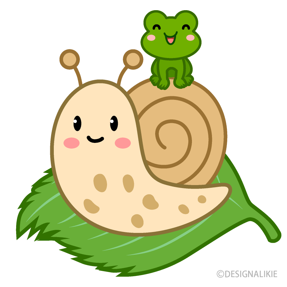 可愛いかたつむりとカエル