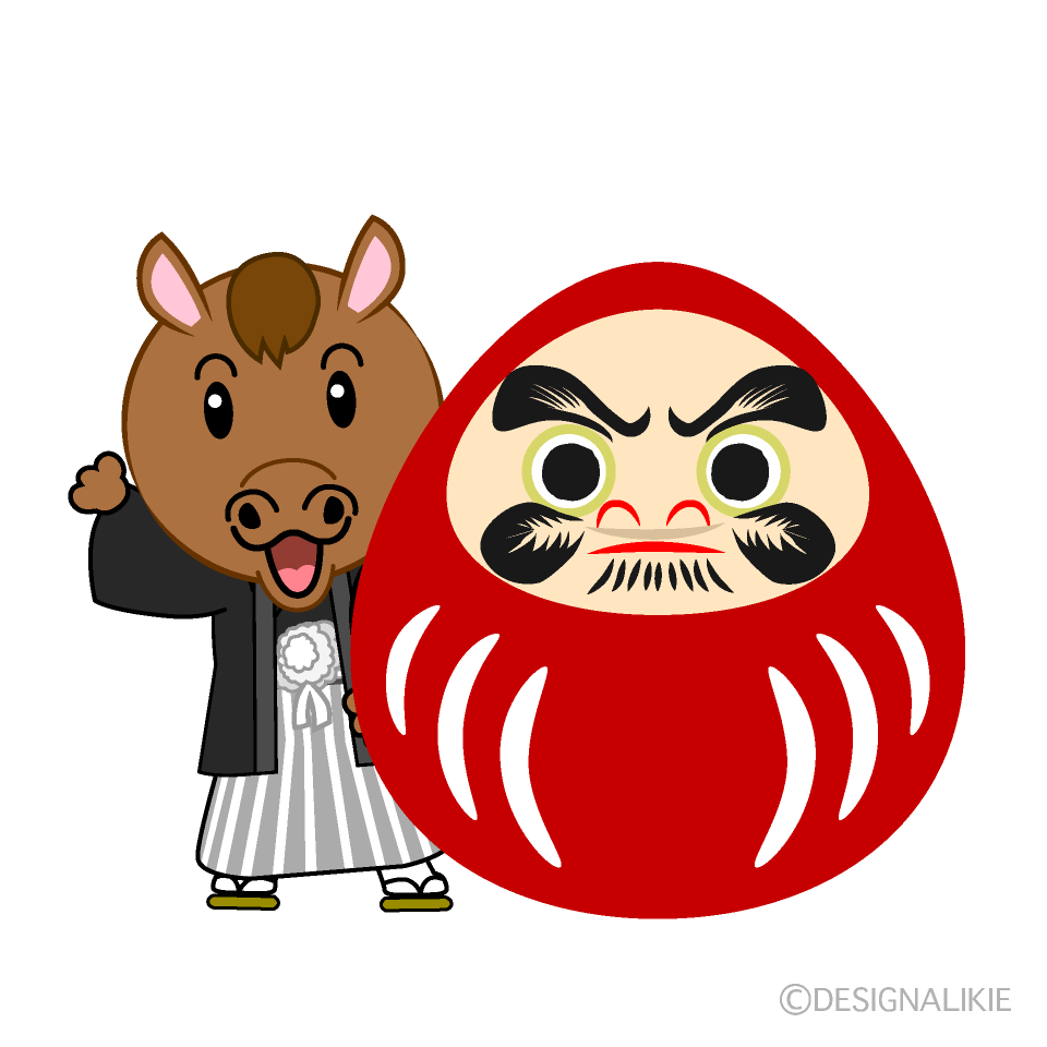 お正月のダルマと馬