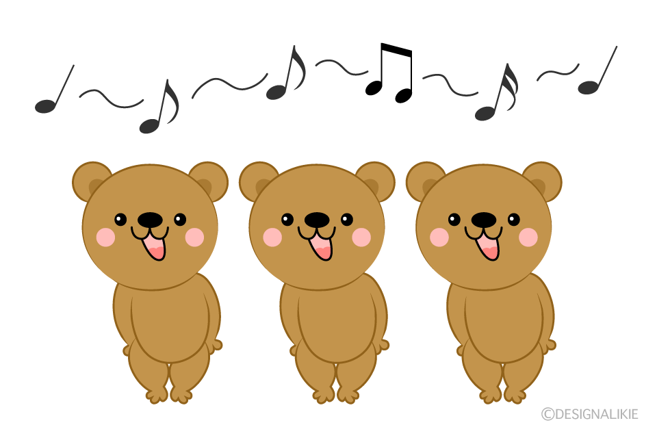 楽しく合唱する可愛いクマ