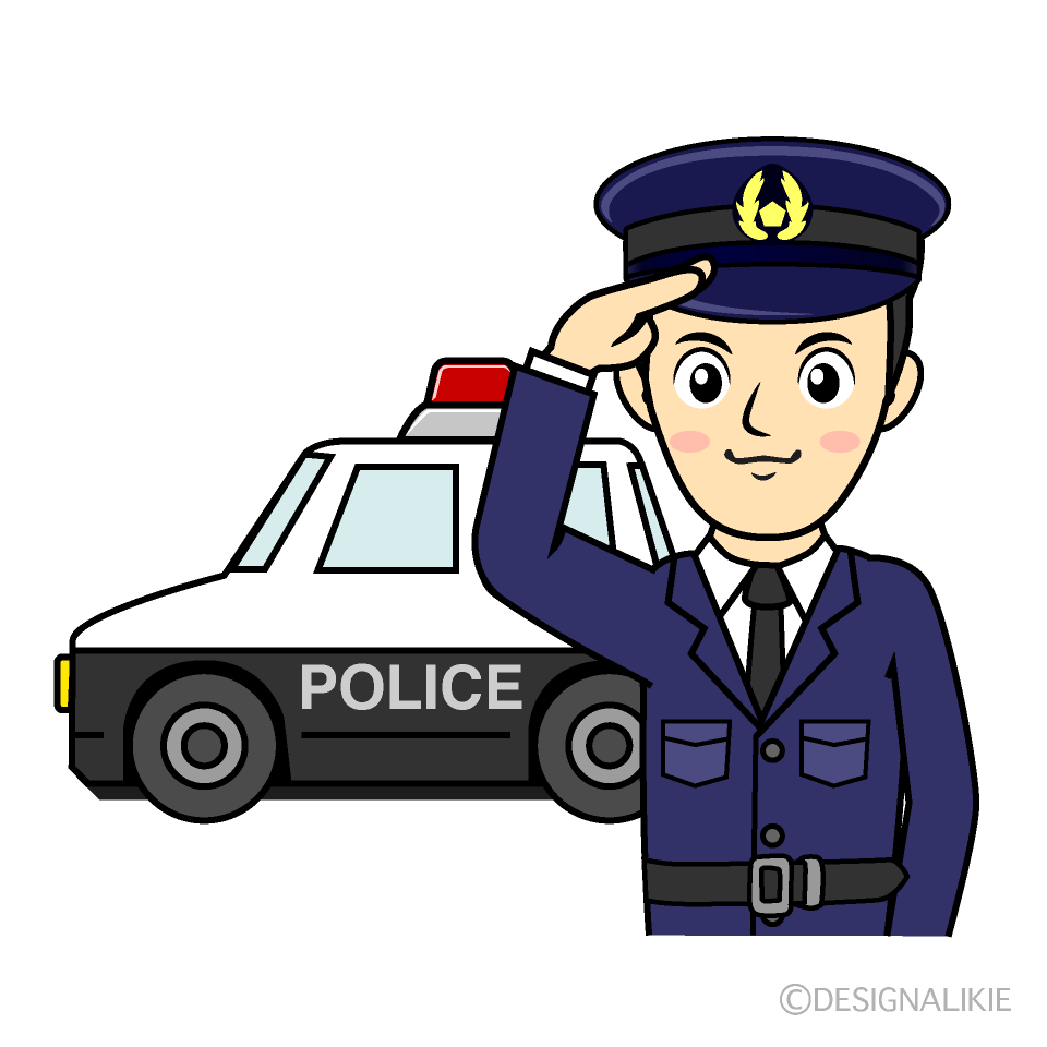 警察官とパトカー