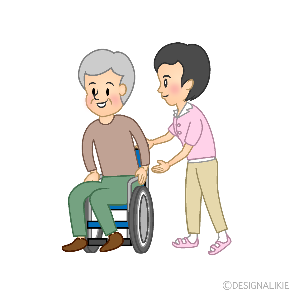車椅子と介護スタッフ