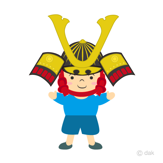 兜をかぶった男の子