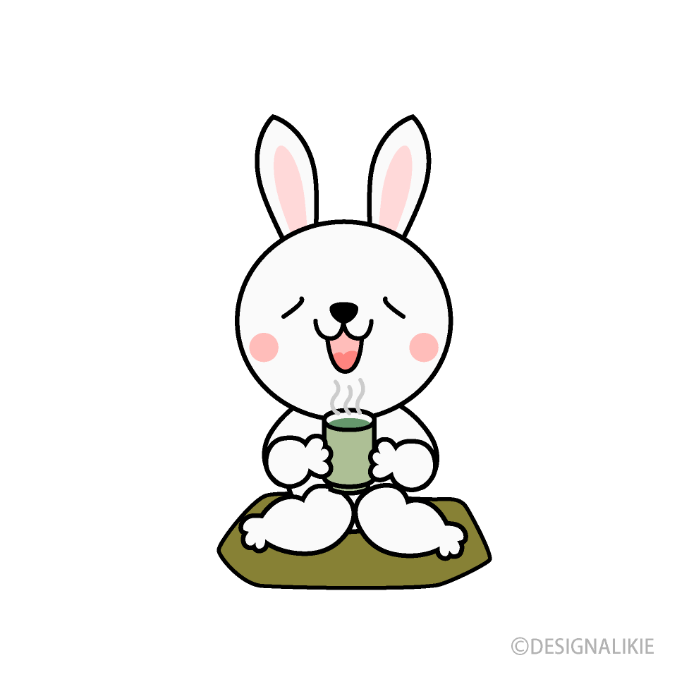 お茶を飲むうさぎ