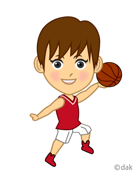 シュートする女子バスケ選手キャラクターの似顔絵