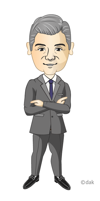 年配の社長（似顔絵）