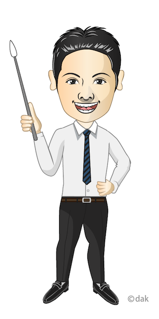 プレゼンするサラリーマン（似顔絵）