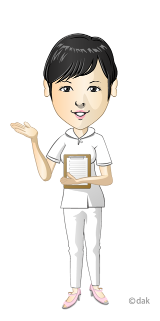 説明する看護師（似顔絵）