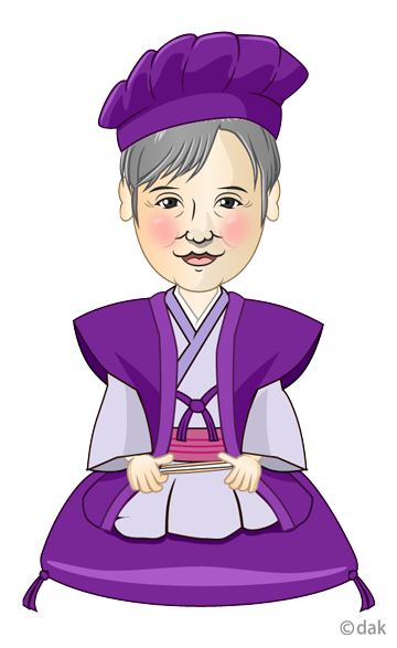 古希・喜寿祝いのお婆ちゃん（似顔絵）