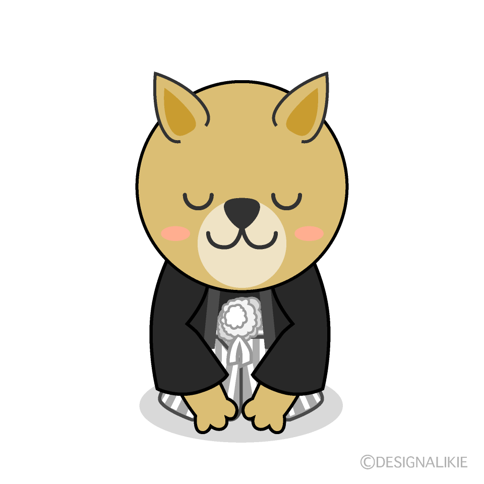 新年の挨拶でお辞儀する犬キャラクター