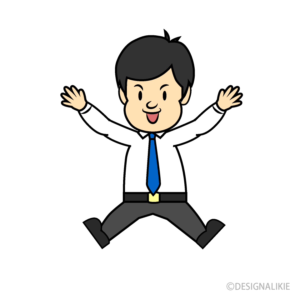 バンザイジャンプする男性