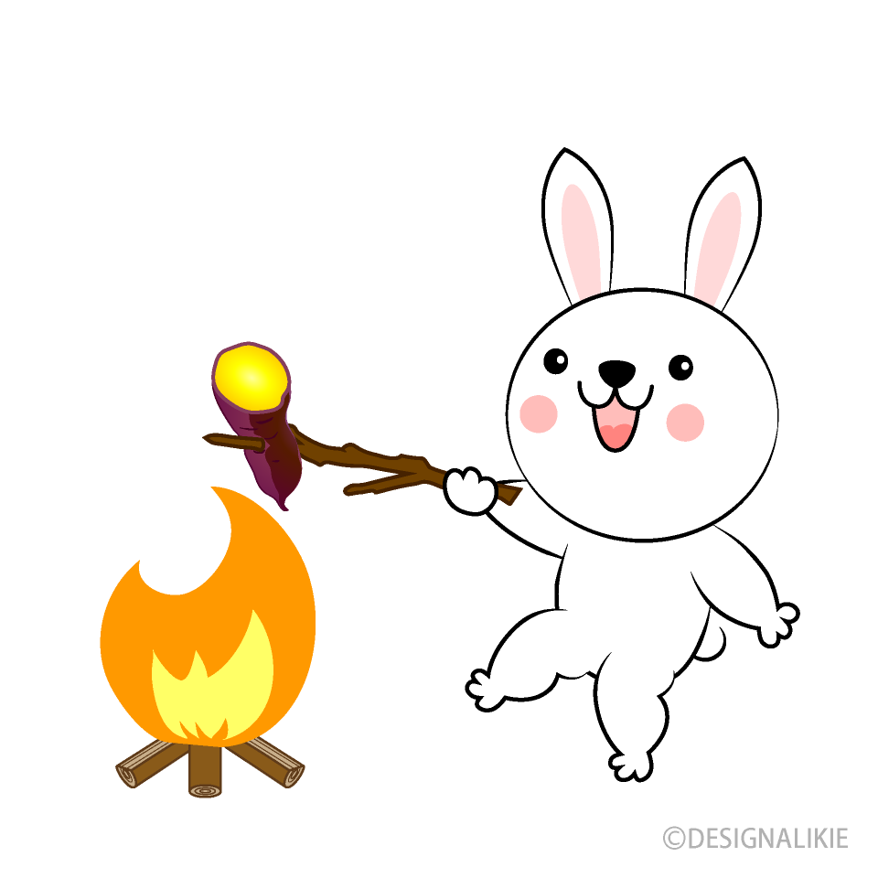 焚き火をするうさぎキャラクター