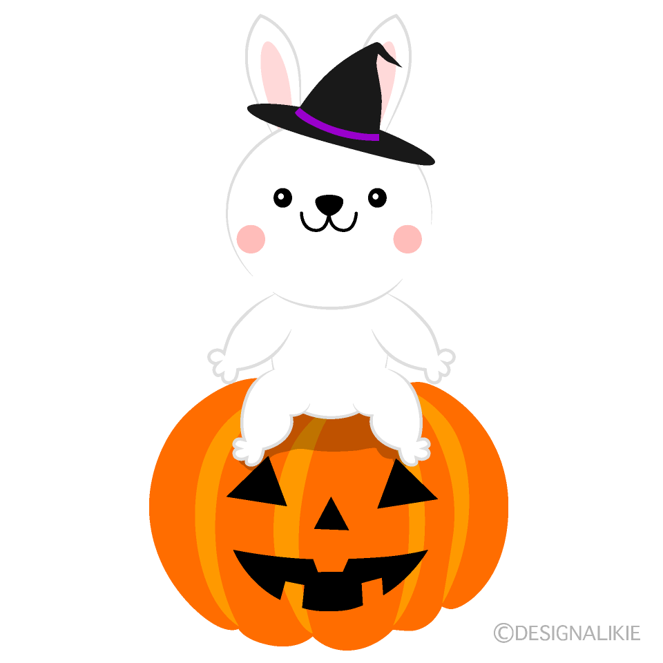 ウサギとハロウィンカボチャ