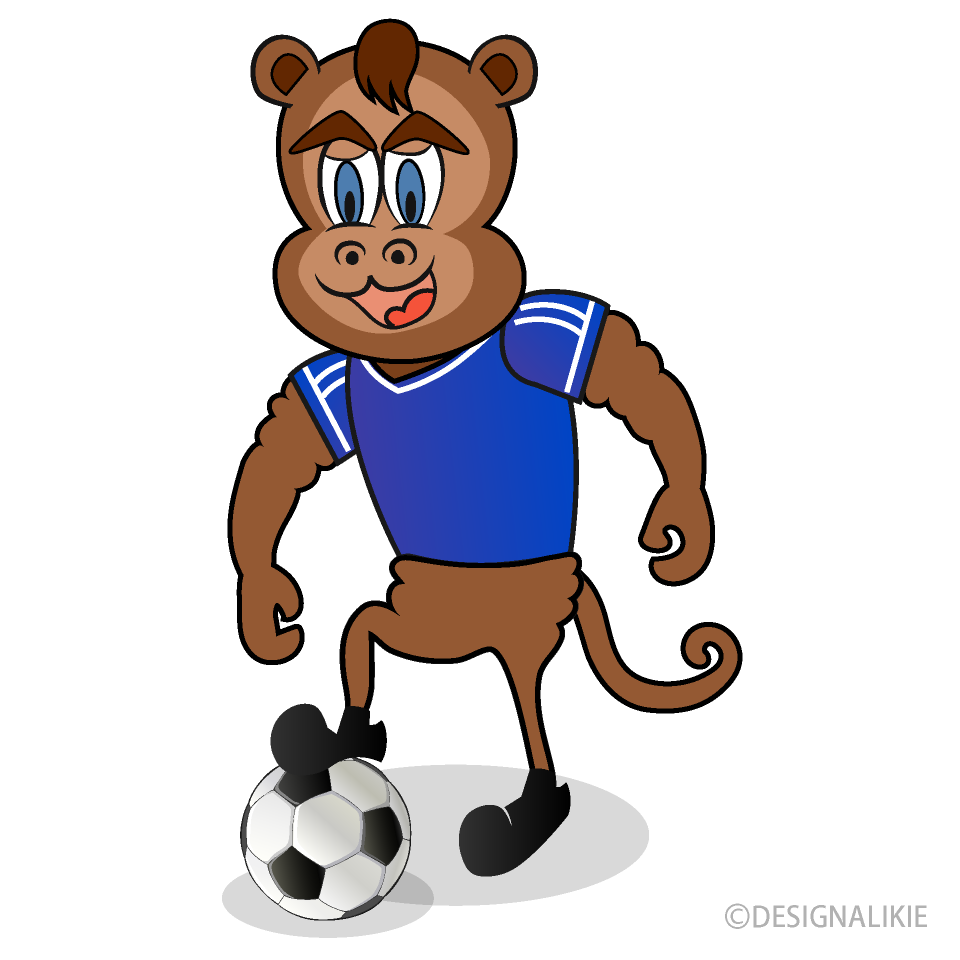 サッカー選手の猿キャラクター