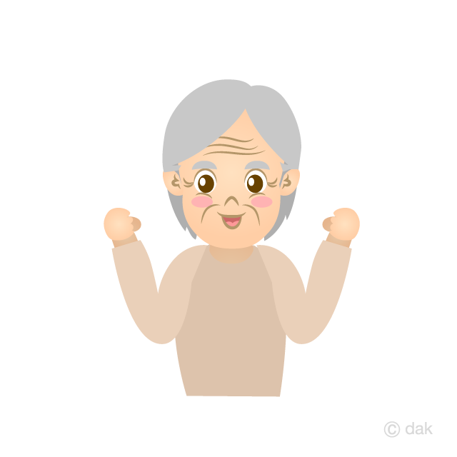 明るく元気なお婆さん（縁無し）
