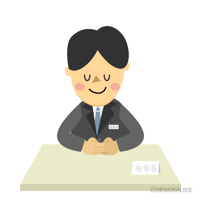 受付でお辞儀する会社員