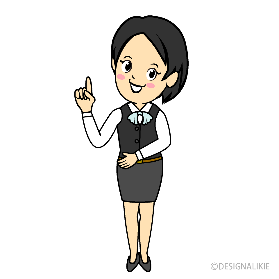 ポイントを示す受付女性