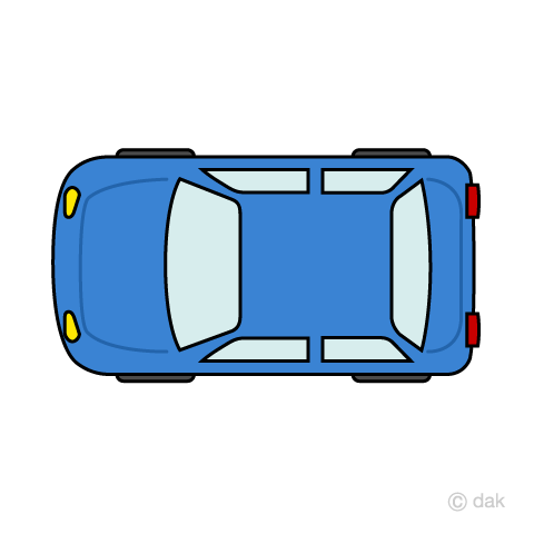 上から見た青い自動車