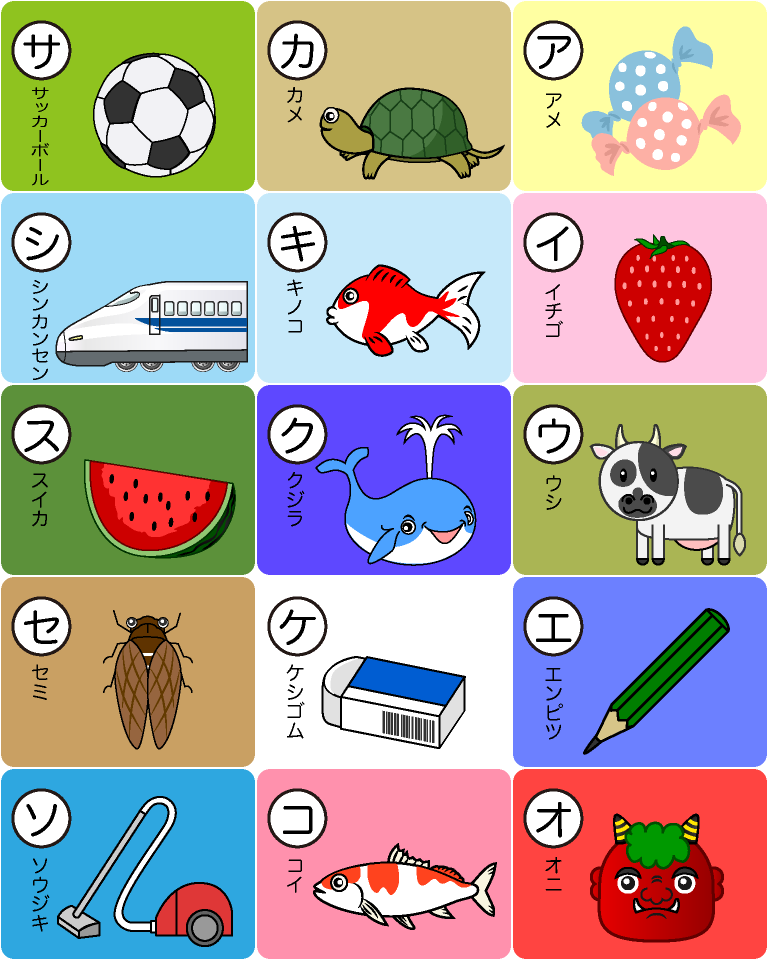 カタカナかるた（アイウエオ・カキクケコ・サシスセソ）
