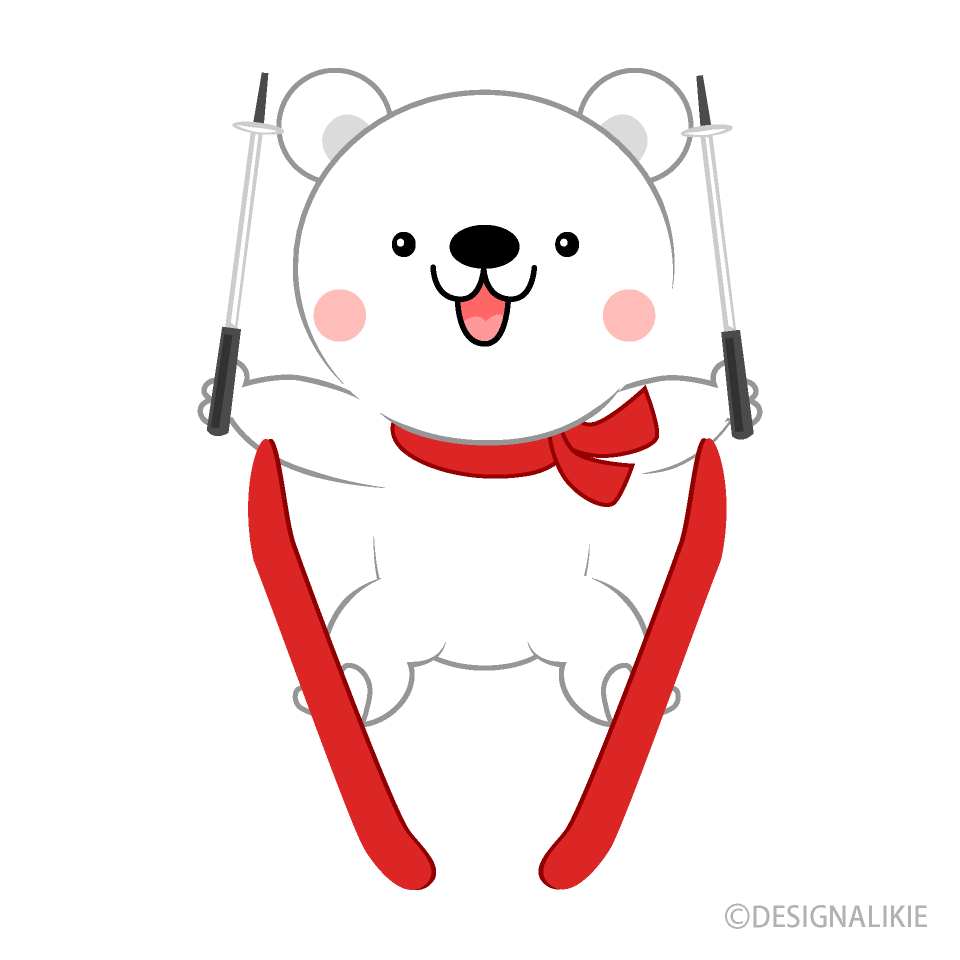 スキージャンプする可愛いシロクマ
