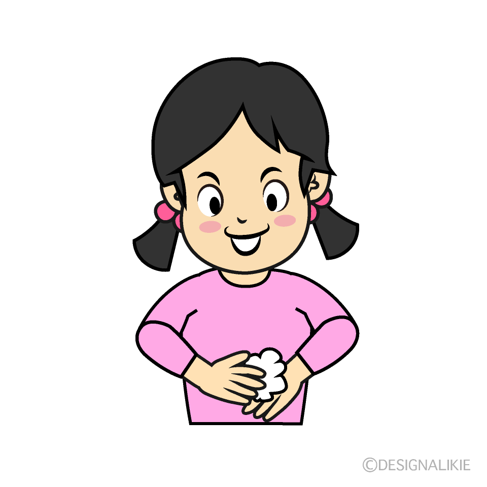 手洗いする女の子