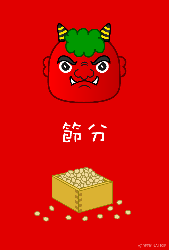 赤鬼顔の節分カード