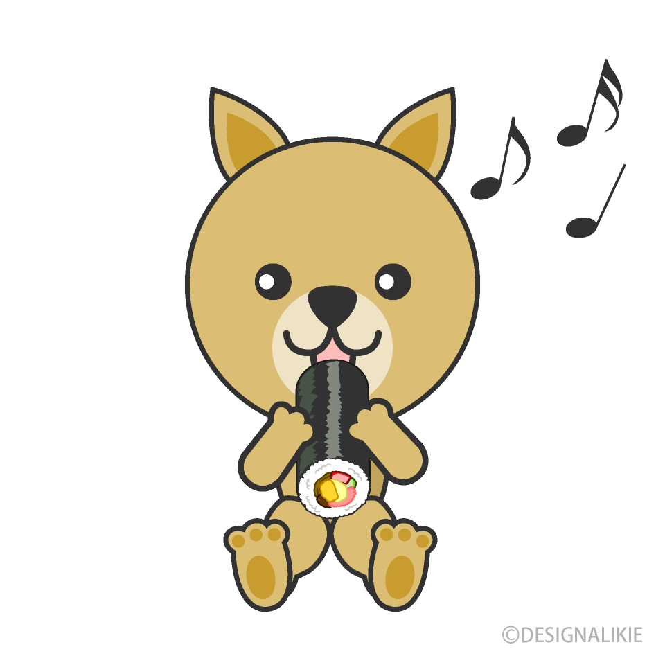 恵方巻を食べる犬