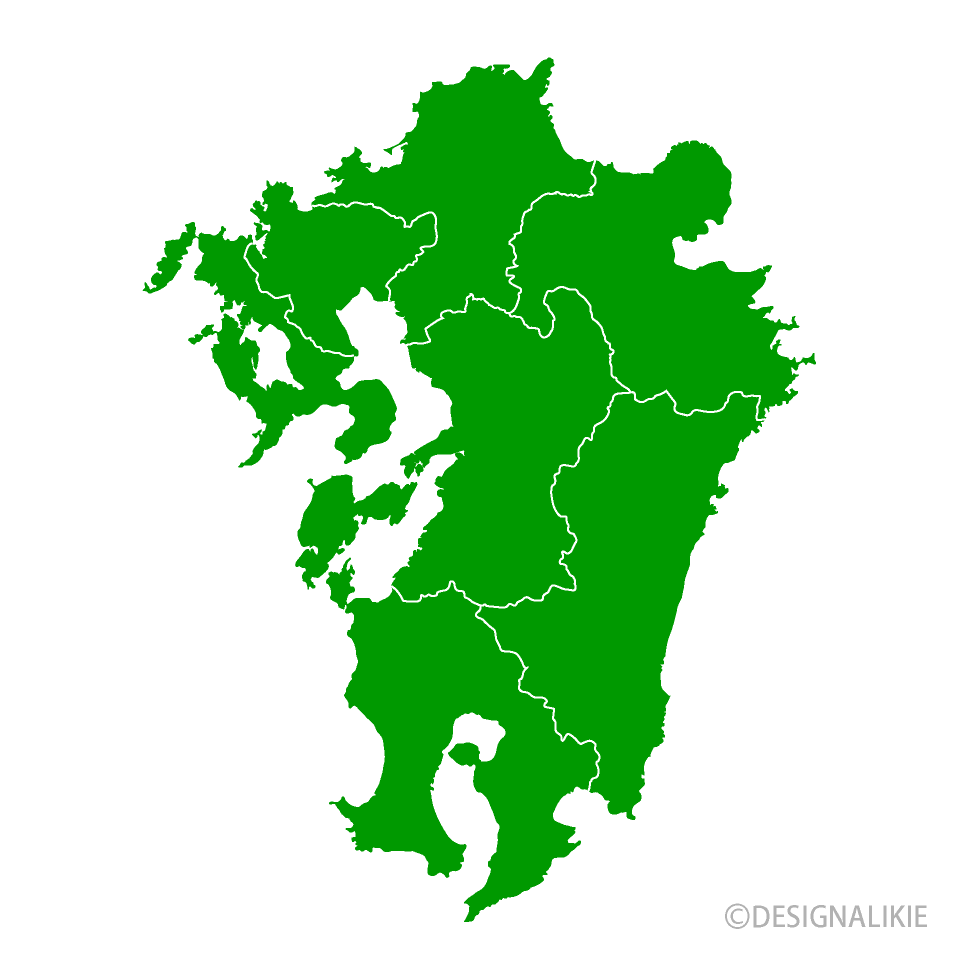 九州地図（県境有り）