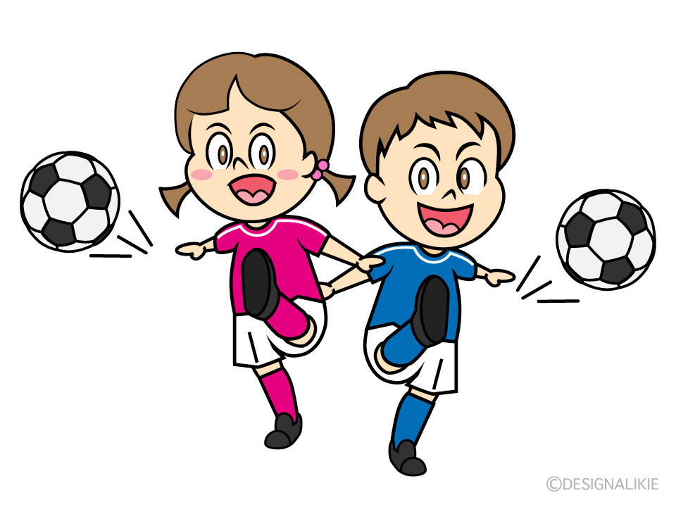 サッカー少年と少女