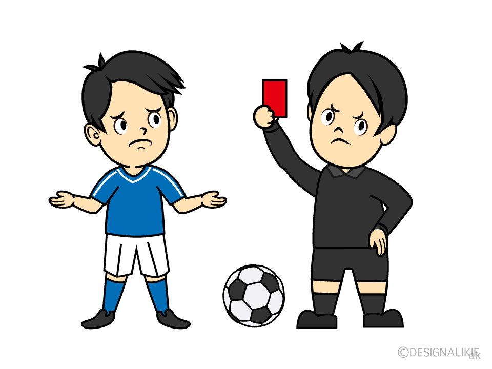 反則でレッドカードの選手