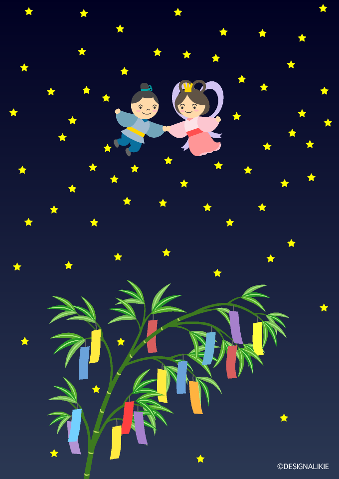 笹の葉と織姫・彦星