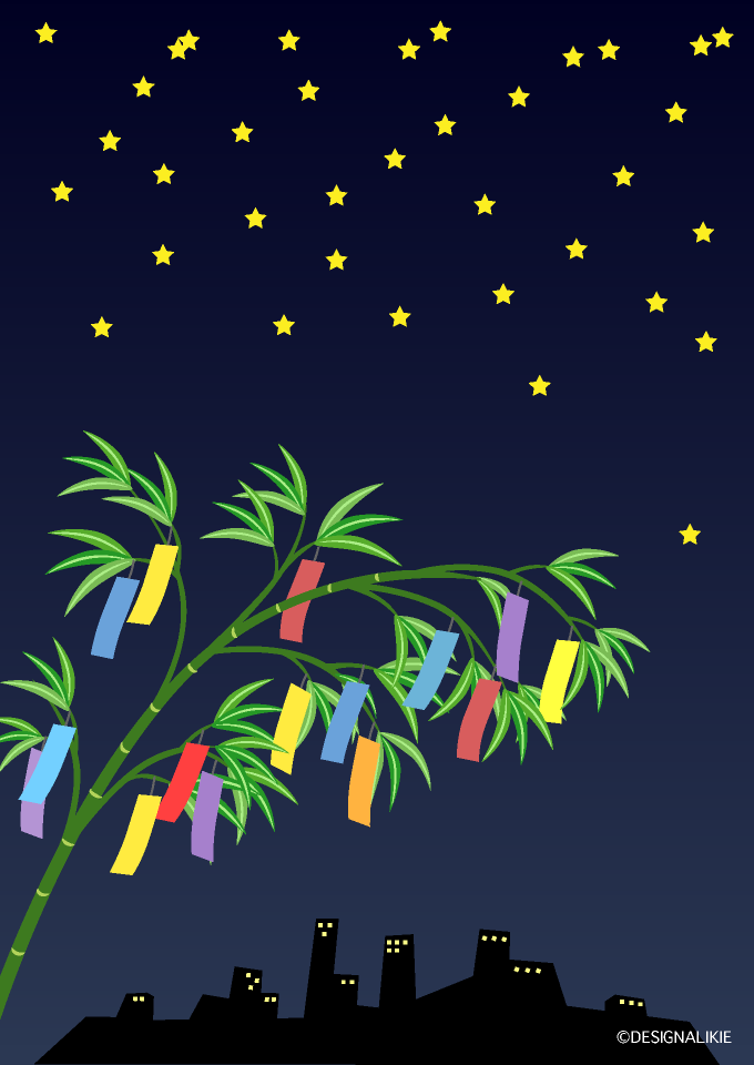 七夕の夜空の街並み