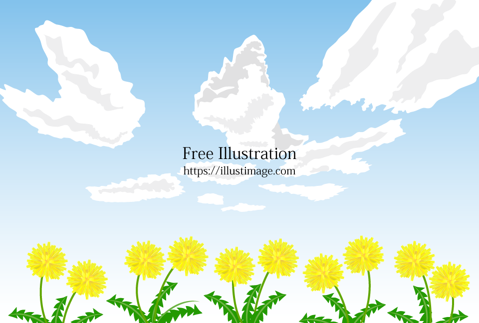 タンポポの花と初春の空