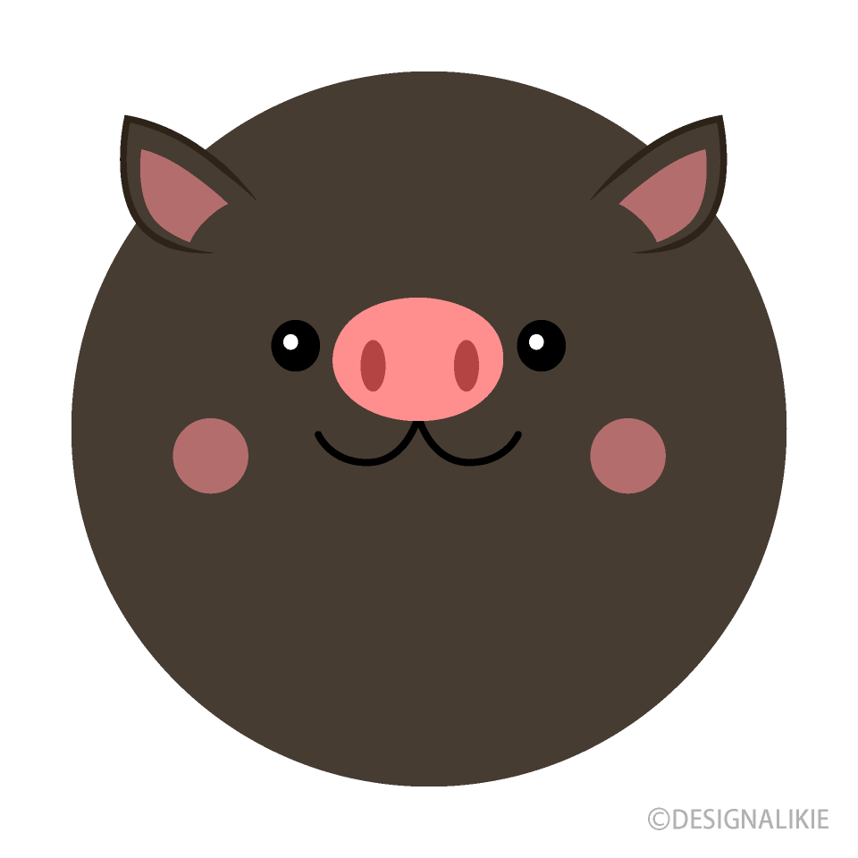 丸い黒豚の顔