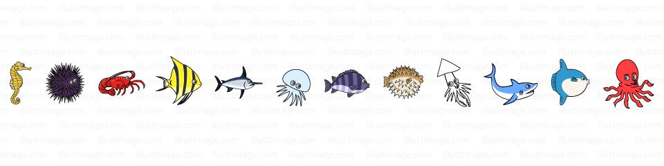 海の生き物ライン・線