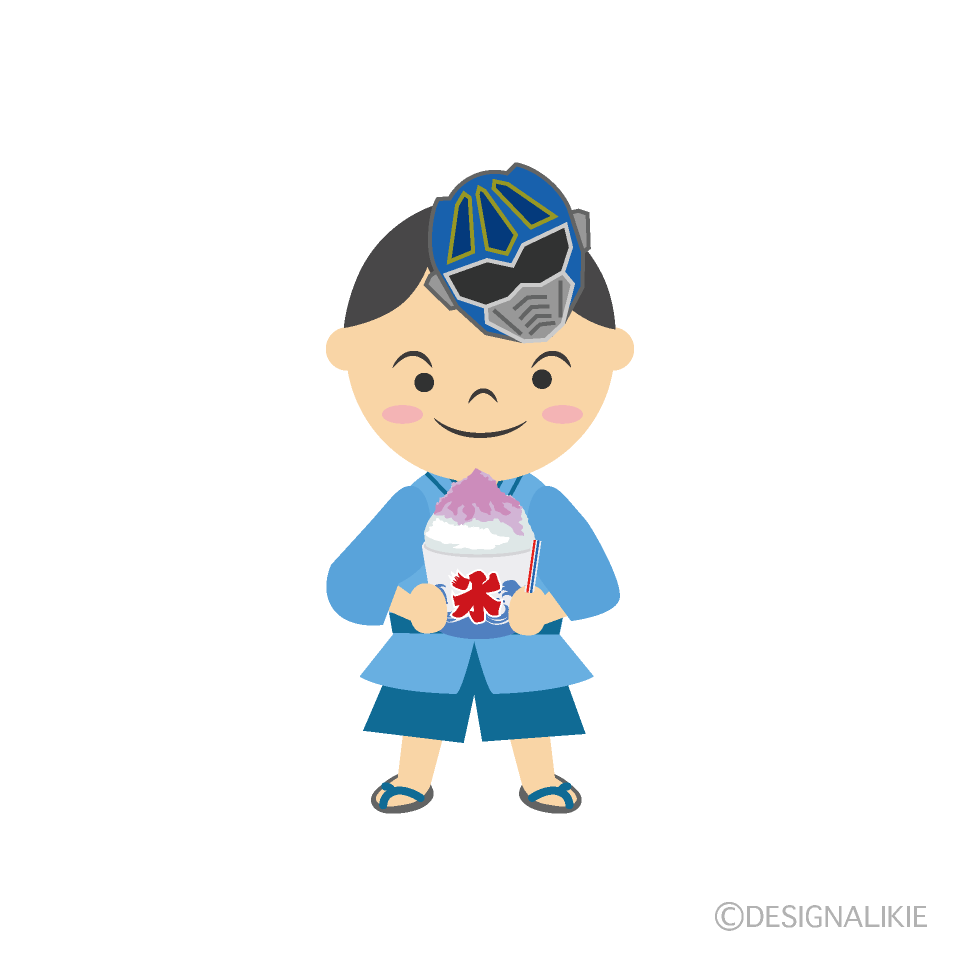 夏祭りのかき氷と男の子