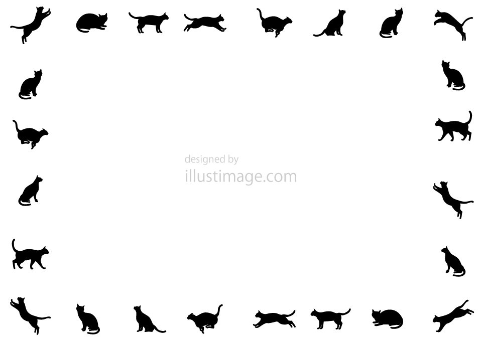 色んなポーズの猫シルエット枠