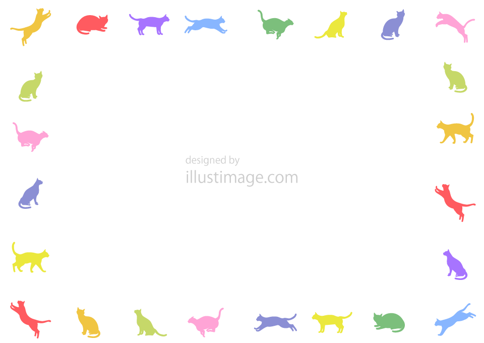 カラフルな猫ポーズ枠
