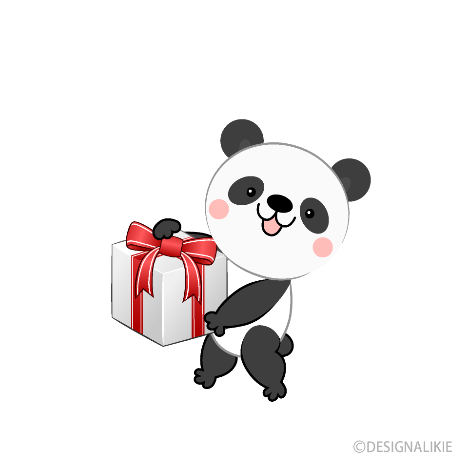 プレゼント箱を持った可愛いパンダ