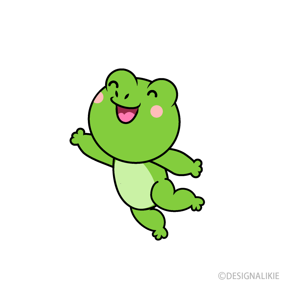 ジャンプするカエルキャラ