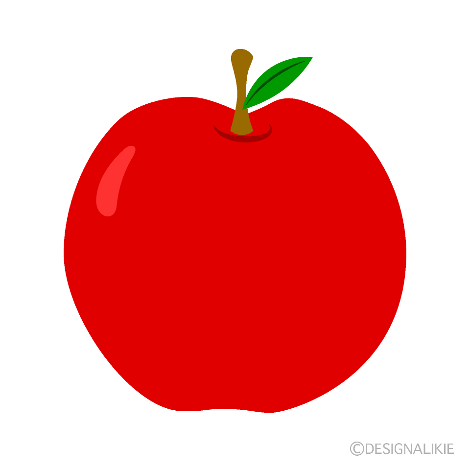 シンプルな葉付き赤りんご