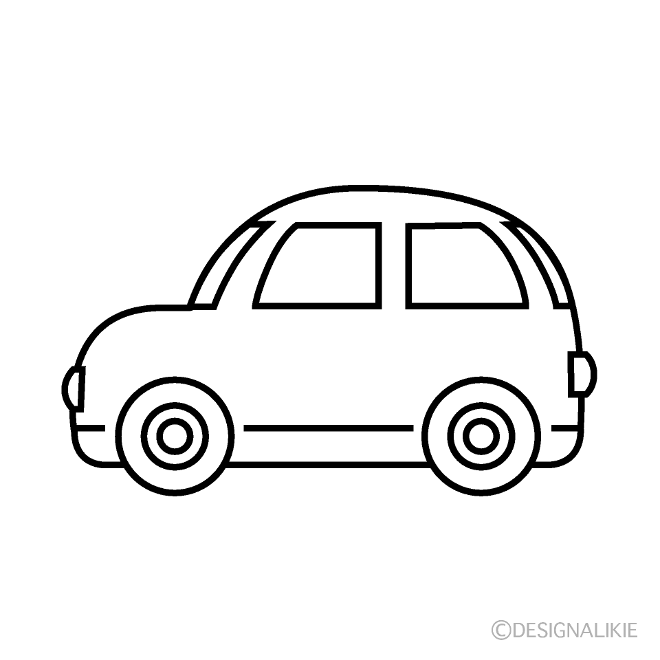 かわいいハッチバック車（線画）