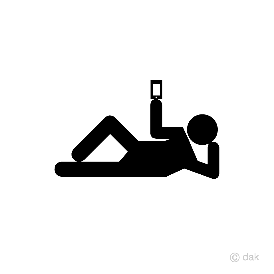 スマホを寝て見る人のピクトグラム